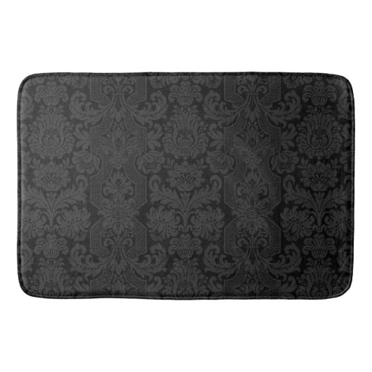Elegant  Zwart Victoriaans Damask Badmat (Voorkant)