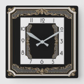 Elegant zwart vierkante klok (Voorkant)