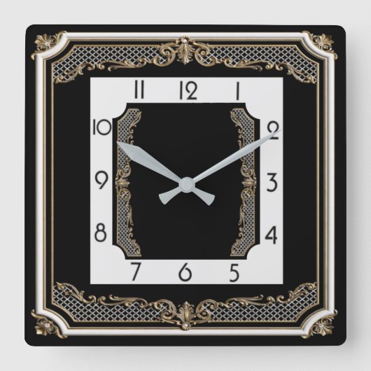 Elegant zwart vierkante klok (Voorkant)