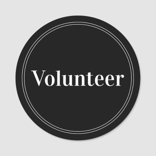 Elegant Zwart Vrijwilliger Magnetisch Naamplaatje (Voorkant)