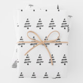 Elegant zwart Waterverf boompatroon kerst Inpakpapier Vel (In situ)