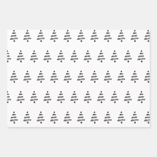 Elegant zwart Waterverf boompatroon kerst Inpakpapier Vel (Voorkant)