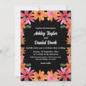 Elegant Zwart Waterverf Rozen Herfst Bloemen Bruil Kaart (Voorkant)