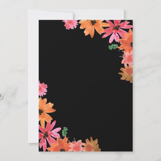 Elegant Zwart Waterverf Rozen Herfst Bloemen Bruil Kaart (Achterkant)