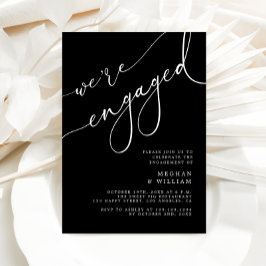 Elegant zwart We zijn verloofd verlovingsfeest Kaart