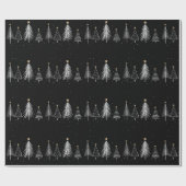 Elegant Zwart Winter Kerstmis dennen patroon Cadeaupapier (Vlak)
