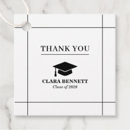 Elegant Zwart & Wit 2026 Afstudeer Cadeautag Bedankjes Labels