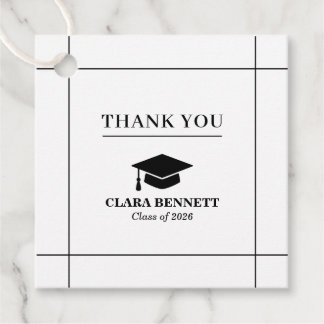 Elegant Zwart & Wit 2026 Afstudeer Cadeautag Bedankjes Labels