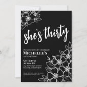 Elegant zwart wit 30ste verjaardagsfeest kaart (Voorkant)