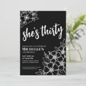Elegant zwart wit 30ste verjaardagsfeest kaart (Staand voorkant)