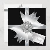 Elegant zwart-wit 40e verjaardagsfeest kaart (Voorkant / Achterkant)