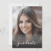 Elegant zwart-wit 4-foto afstudeerfeest kaart (Voorkant)