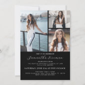 Elegant zwart-wit 4-foto afstudeerfeest kaart (Achterkant)