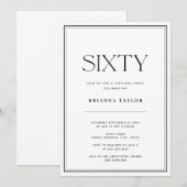 Elegant Zwart & Wit 60ste verjaardag Kaart (Voorkant / Achterkant)