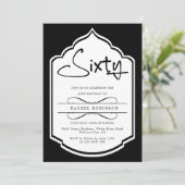 Elegant zwart wit 60ste verjaardagsfeest kaart (Staand voorkant)