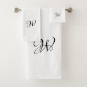 Elegant zwart-wit aangepast monogram initiaal bad handdoek (Insitu)