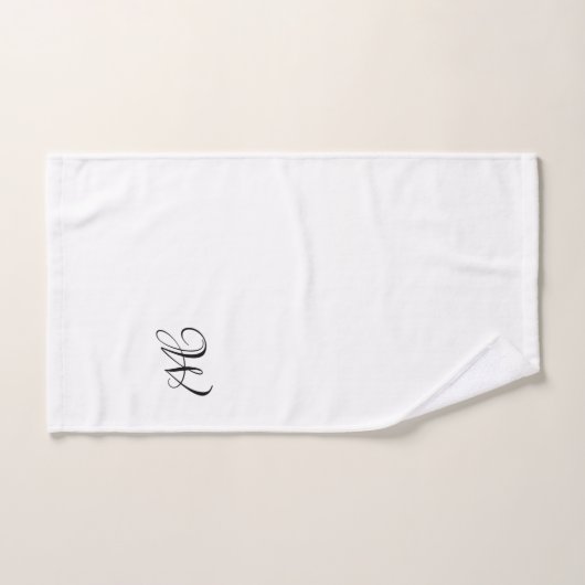 Elegant zwart-wit aangepast monogram initiaal bad handdoek (Handdoek)