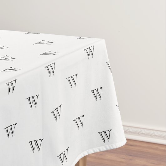 Elegant zwart-wit aangepast monogram initiaal tafelkleed (Voorbeeld)