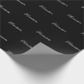 Elegant zwart-wit aangepaste klassieke scriptnaam cadeaupapier (Hoek)