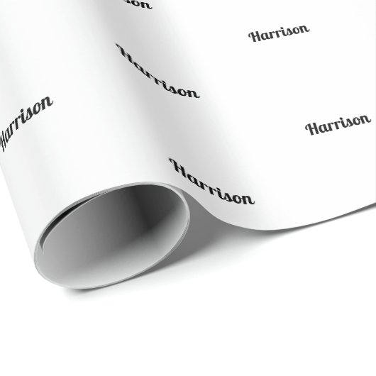 Elegant zwart-wit aangepaste naam tekstverjaardag cadeaupapier (Rol Hoek)