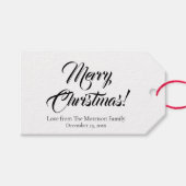 Elegant zwart wit aangepaste script tekst kerst cadeaulabel (Voorkant (Horizontaal))