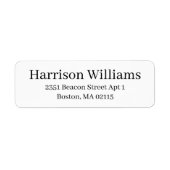 Elegant zwart-wit aangepaste serif modern adres etiket (Voorkant)