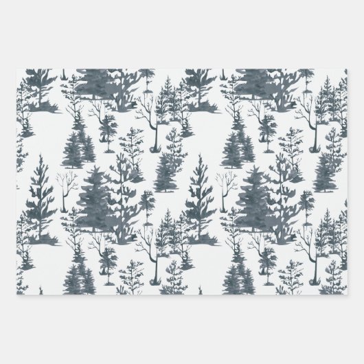 Elegant zwart-wit Abstract bos Inpakpapier Vel (Voorkant 2)