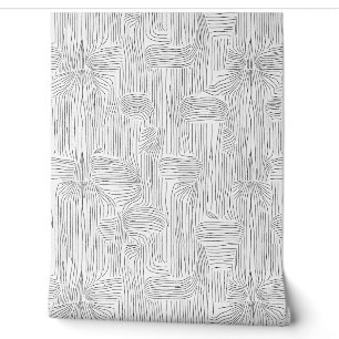 Elegant zwart-wit Abstract lijnpatroon Behang