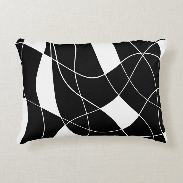 Elegant zwart-wit abstract patroon accent kussen (Voorkant)
