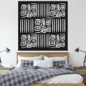 Elegant zwart-wit abstract patroon canvas afdruk (Insitu (Slaapkamer))