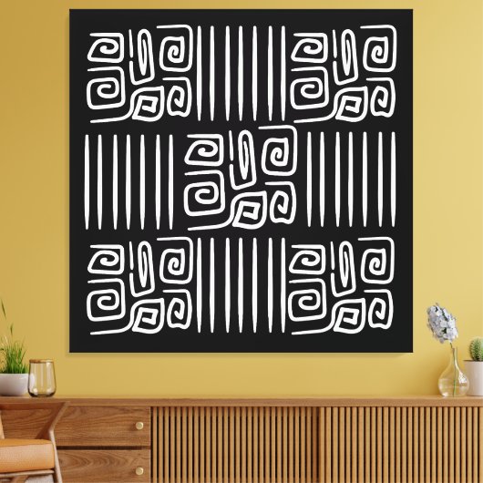 Elegant zwart-wit abstract patroon canvas afdruk (Insitu (Woonkamer))