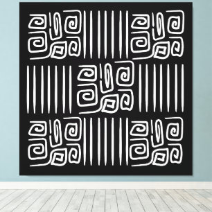 Elegant zwart-wit abstract patroon canvas afdruk