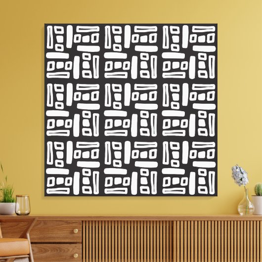 Elegant zwart-wit abstract patroon canvas afdruk (Insitu (Woonkamer))