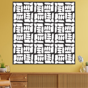 Elegant zwart-wit abstract patroon canvas afdruk