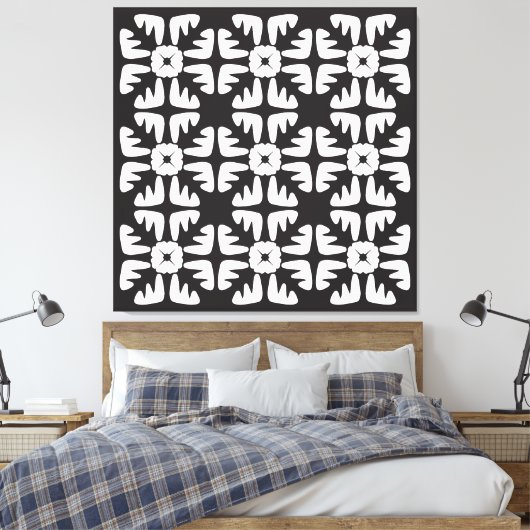 Elegant zwart-wit abstract patroon canvas afdruk (Insitu (Slaapkamer))