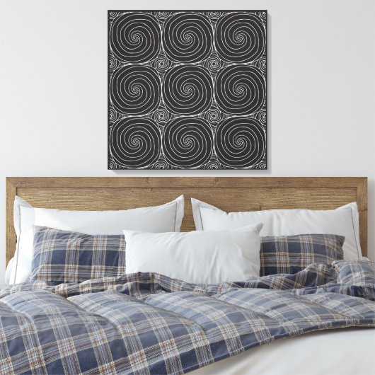 Elegant zwart-wit abstract patroon canvas afdruk (Insitu (Slaapkamer))