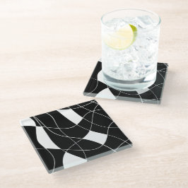 Elegant zwart-wit abstract patroon glazen onderzetter
