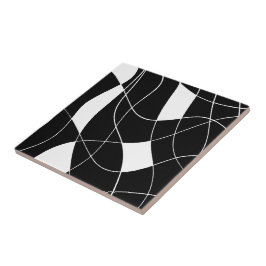 Elegant zwart-wit abstract patroon tegeltje