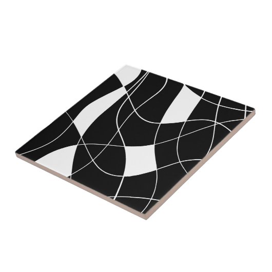 Elegant zwart-wit abstract patroon tegeltje (Zijkant)