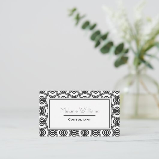 Elegant zwart-wit Abstract patroon Visitekaartje (Staand voorkant)