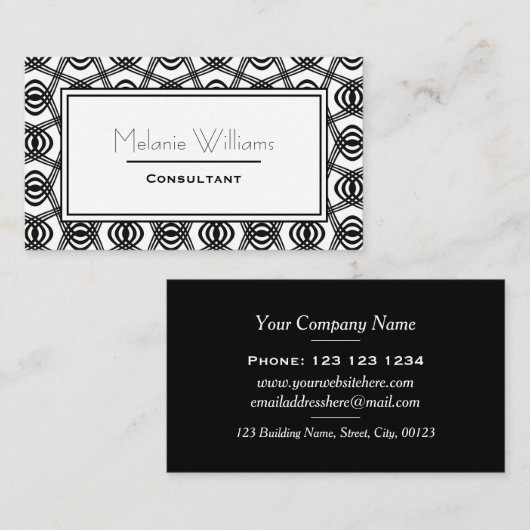 Elegant zwart-wit Abstract patroon Visitekaartje (Voorkant / Achterkant)