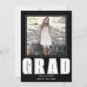 Elegant zwart-wit AFSTUDEERDER Klasse van 2024 fot Kaart (Voorkant)