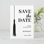 Elegant Zwart & Wit Afstudeerder Tassel Afstuderen Save The Date (Staand voorkant)