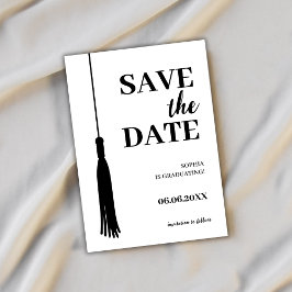 Elegant Zwart & Wit Afstudeerder Tassel Afstuderen Save The Date