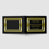 Elegant zwart-wit Afstuderen met goudformaat Gastenboek (Volledig)