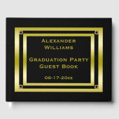 Elegant zwart-wit Afstuderen met goudformaat Gastenboek (Voorkant)