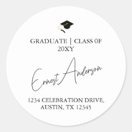 Elegant zwart wit Afstuderen retour adres zegel