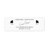 Elegant zwart wit Afstuderen retouradres Etiket (Voorkant)