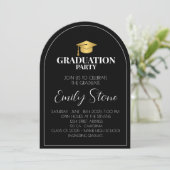 Elegant zwart-wit afstuderen uitnodiging (Staand voorkant)