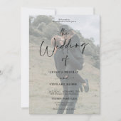 Elegant zwart wit alles in 1 script foto bruiloft kaart (Voorkant)